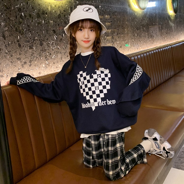 Girls' Heart Print Pullover Sweatshirt, 2 Colors