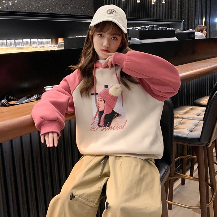 Girls' Thickened Pullover Sweatshirt with Pom-Pom Trim - Image 2