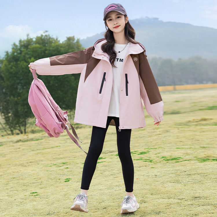 Girls' Waterproof Windbreaker Jacket, Spring & Fall