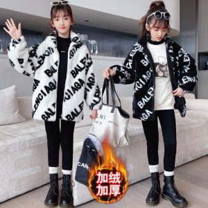 Girls' Fuzzy Fleece Sweater with Applique Letters