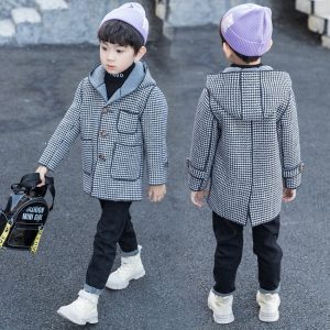 Boys' Fleece-Lined Wool-Blend Overcoat, 2 Colors