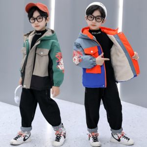 Boys' Fleece-Lined Color-Block Parka, Black/Blue