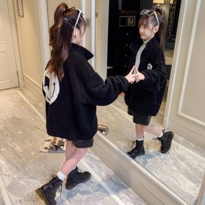 Girls' Sherpa Fleece Coat, Korean Style, Fall/Winter