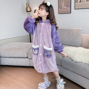 Girls' Winter Padded Dress with Bunny Applique