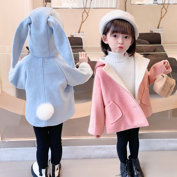 Girls' Wool-Blend Fall and Winter Coat, 2 Colors