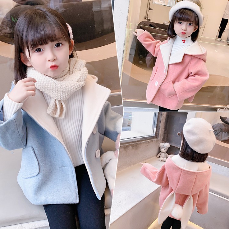 Girls' Wool-Blend Fall and Winter Coat, 2 Colors - Image 2