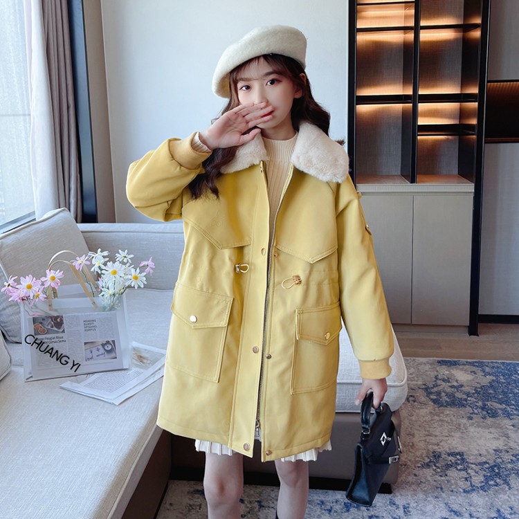 Girls' Faux-Leather Padded Parka with Bear Print - Image 2