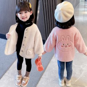 Girls' Fuzzy Fleece Coat, Fleece-Lined and Warm