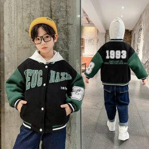 Boys' Thick Fleece-Lined Zip-Up Jacket, 2 Colors