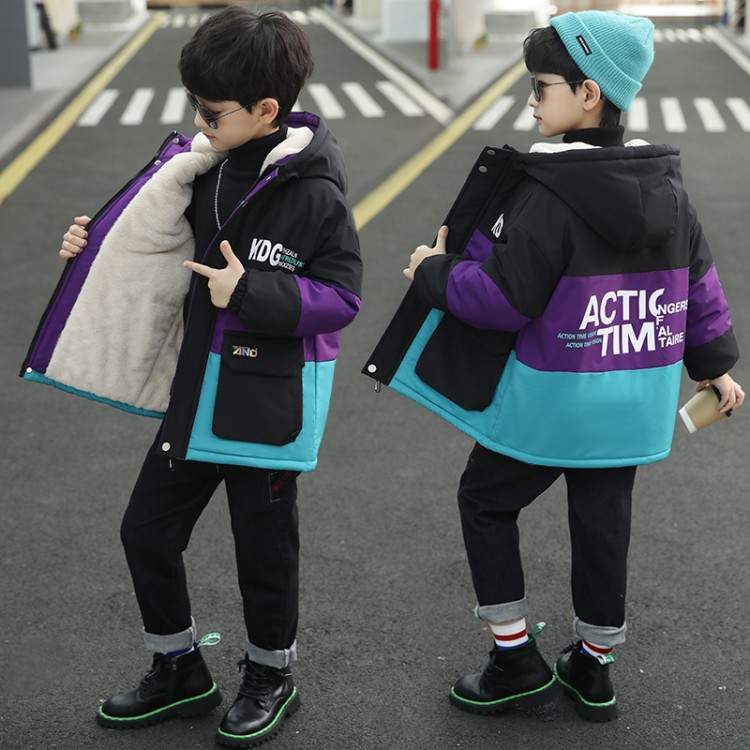 Boys' Thick Fleece-Lined Winter Parka, 3 Colors