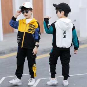 Boys' Color-Block 2-Piece Sweatsuit Set, 2 Colors