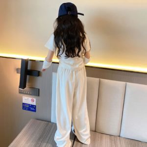 Girls' Spring T-Shirt & Pants Set, Ruched Sleeves