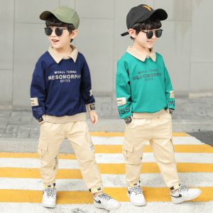 Boys' Collared Sweatshirt & Cargo Pants Set, 2 Colors