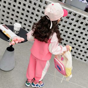Girls' Polo Shirt & Pants Set with 4-Panel Print