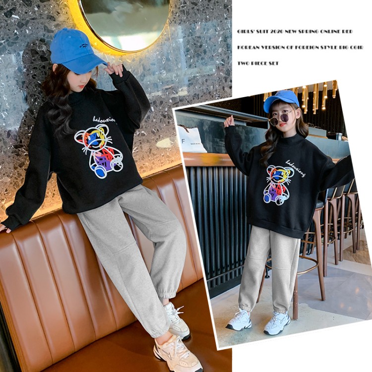 Girls' Thick Fleece-Lined Hoodie Set for Winter - Image 2