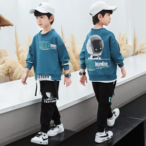 Boys' Astronaut Print 2-Piece Sweatsuit Set, 3 Colors