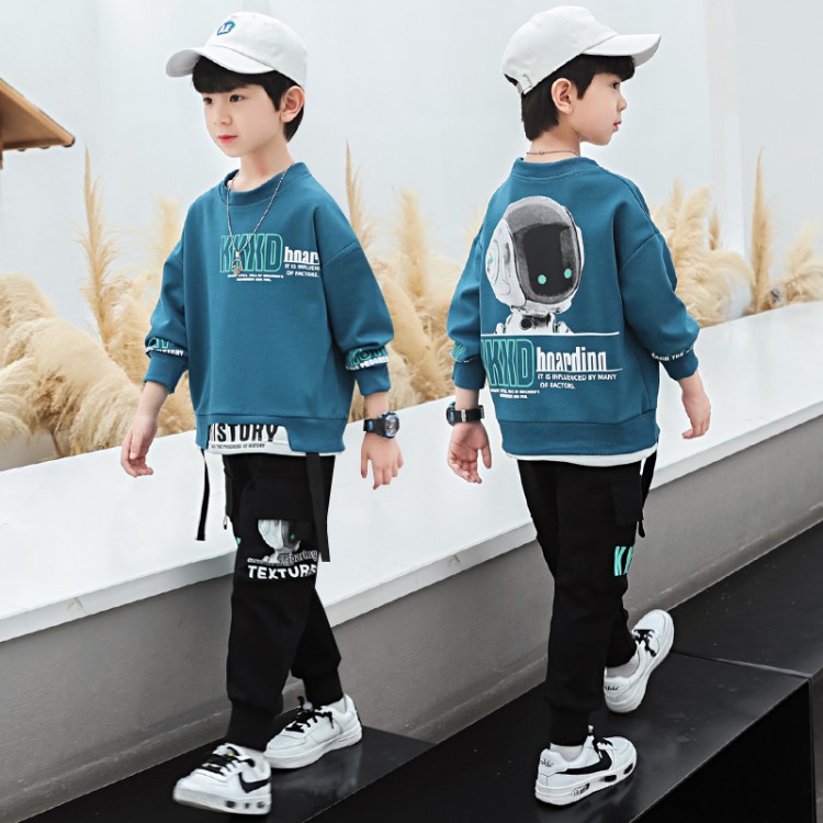 Boys' Astronaut Print 2-Piece Sweatsuit Set, 3 Colors