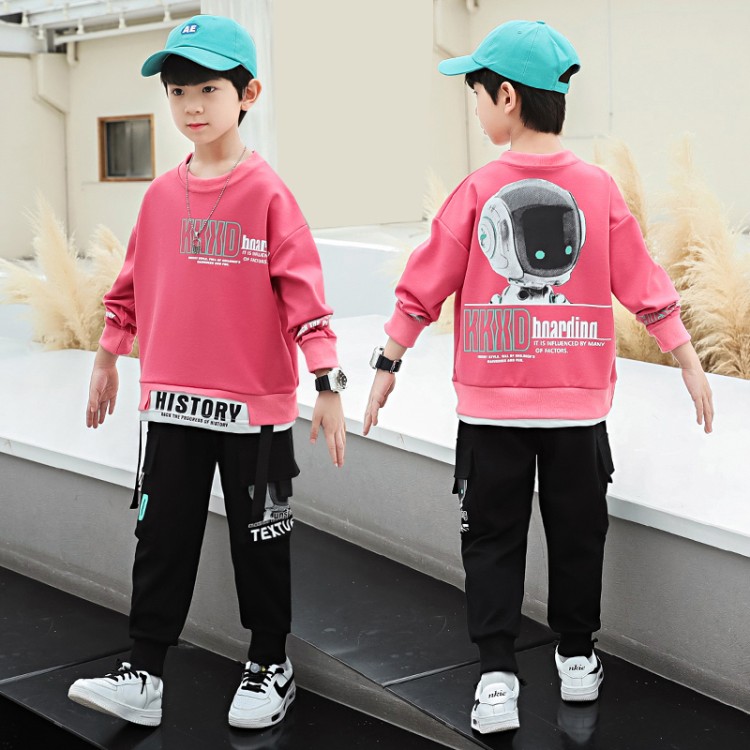 Boys' Astronaut Print 2-Piece Sweatsuit Set, 3 Colors - Image 2
