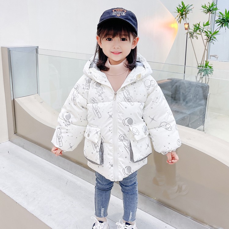 Girls' Space Bunny Print Padded Winter Coat, 2 Colors