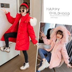 Girls' Padded Coat with Bunny Ear Detail, 2 Colors