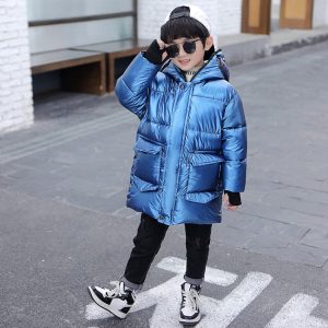 Boys' Mid-Length Padded Coat with Goggle Hood