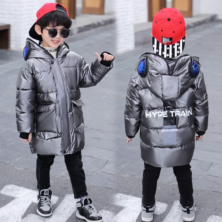 Boys' Mid-Length Padded Coat with Goggle Hood - Image 2