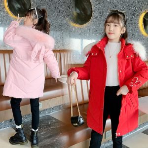 Girls' Warm Padded Coat with Bunny Ear Hood, 2 Colors