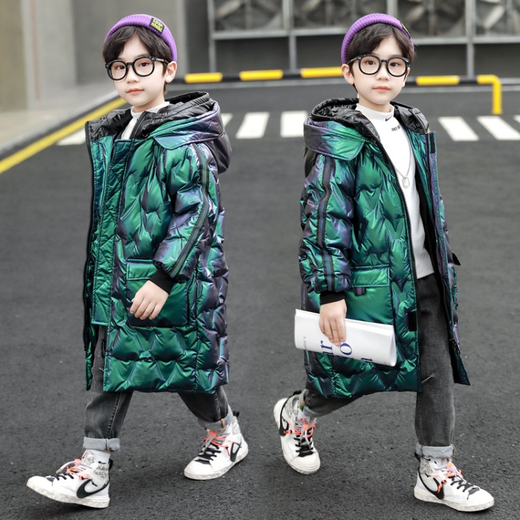 Boys' Padded Coat with Double Hood & Embossing - Image 2