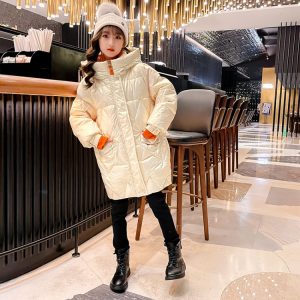 Girls' Padded Coat with Allover Star Print, 2 Colors