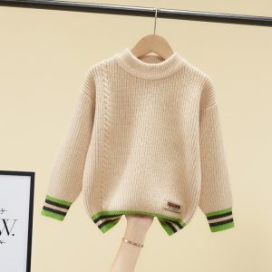 Boys' Knit Sweater with Woven Patch Label, 2 Colors
