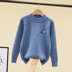 Boys' Fleece-Lined Sweater with Embroidered Patch