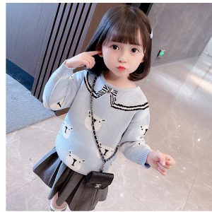 Kids' Allover Bear Head Knit Sweater, Pink or Blue