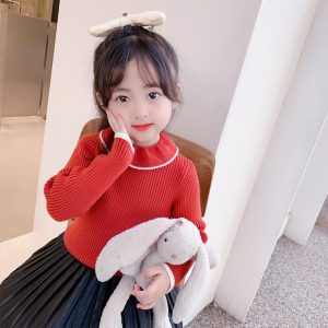 Kids' Ruffle-Collar Knit Base Layer Top, 3 Colors
