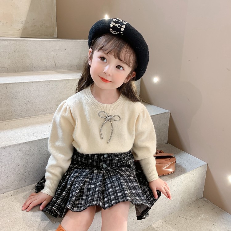 Kids' Rhinestone Puff-Sleeve Alpaca-Blend Sweater - Image 2