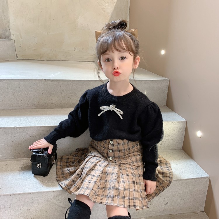 Kids' Rhinestone Puff-Sleeve Alpaca-Blend Sweater - Image 3