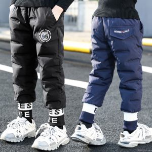 Boys' Quilted Padded Pants with Embossed Letters