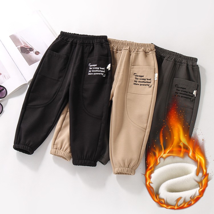 Boys' Fleece-Lined Joggers with Embroidered Pocket