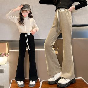 Girls' Flared Pants in Black or Milky Coffee, Fall